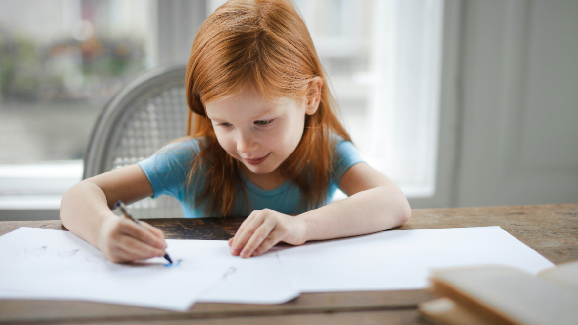 Child learning in school
